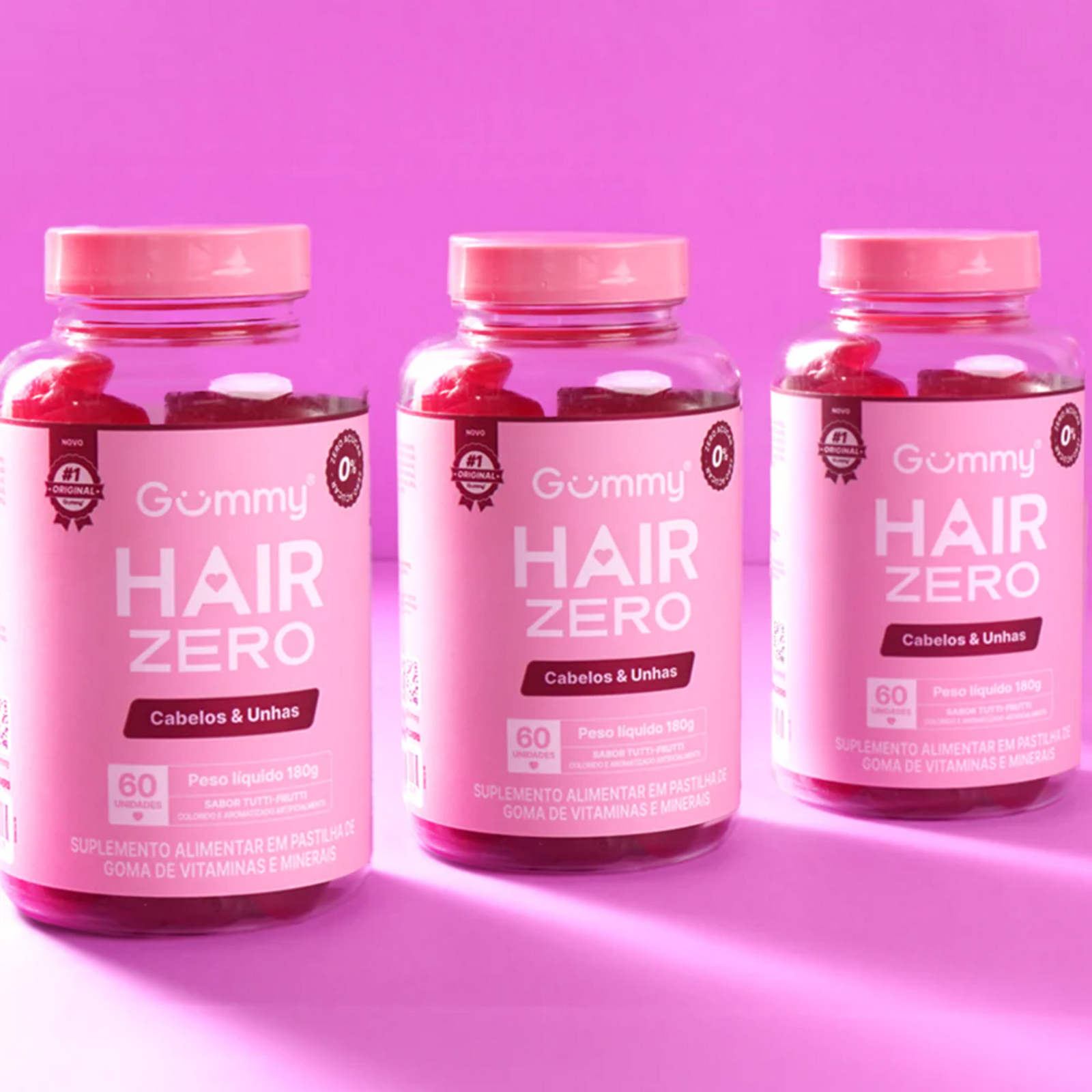 3 GUMMY HAIR ZERO - 180g + BRINDE NECESSAIRE